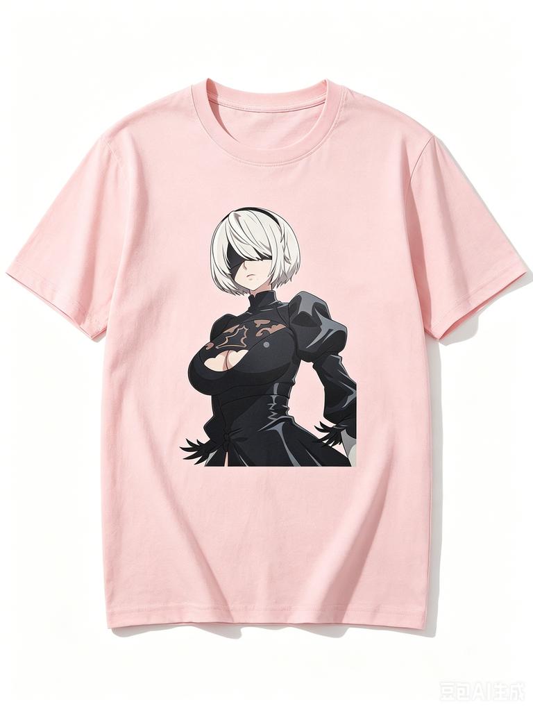 2B NieR Automata Standing Bust Anime Frame Graphic Crew Neck Short Sleeve Comfortable Unisex And Unisex TShirt