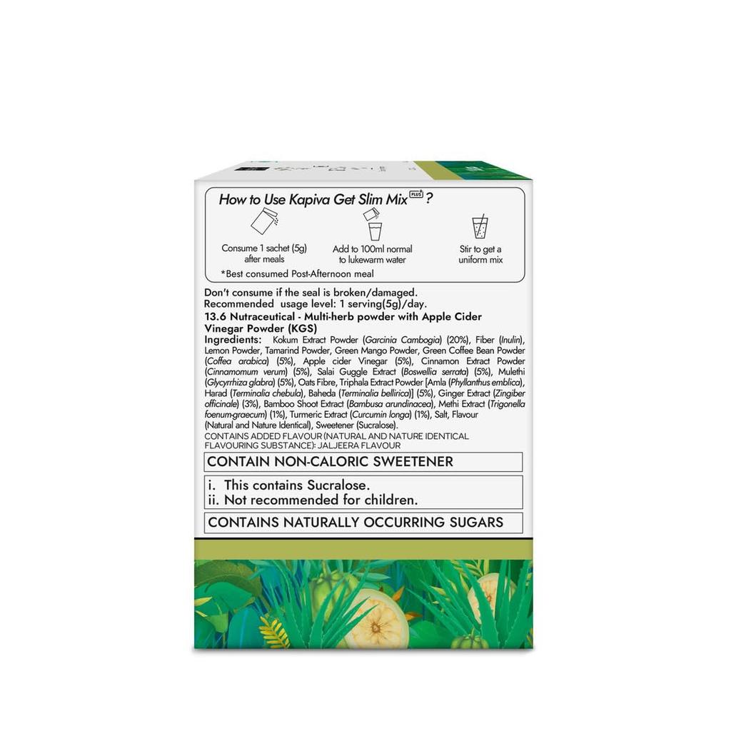 Kapiva Get Slim Mix 15 Sachets X Pack of 2 | 10 Ingredient Weight Care Blend | Long-Term Appetite & Digestion Support