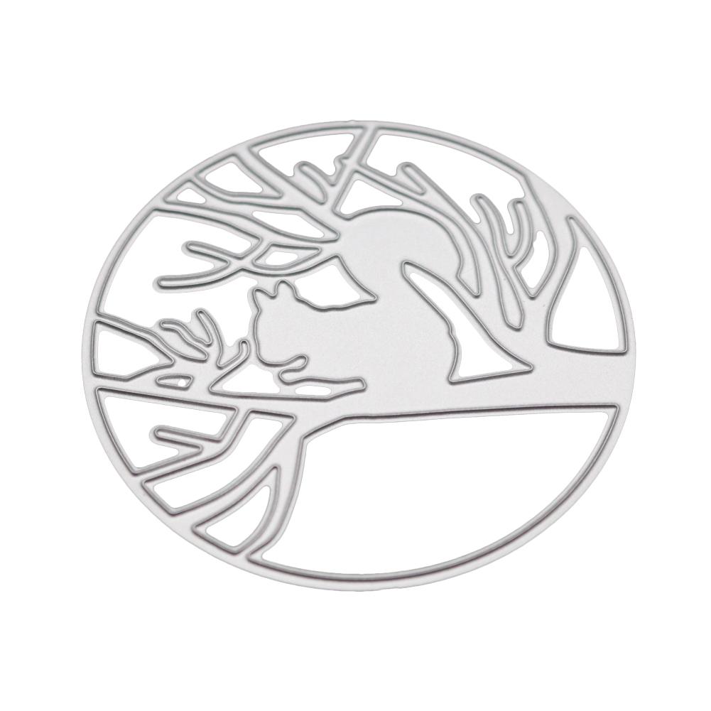 Little Squirrel On the Branch Frame Metal Silvery Stencil Embossing Cutting Dies For Diy Scrapbooking Paper Album Cards Making