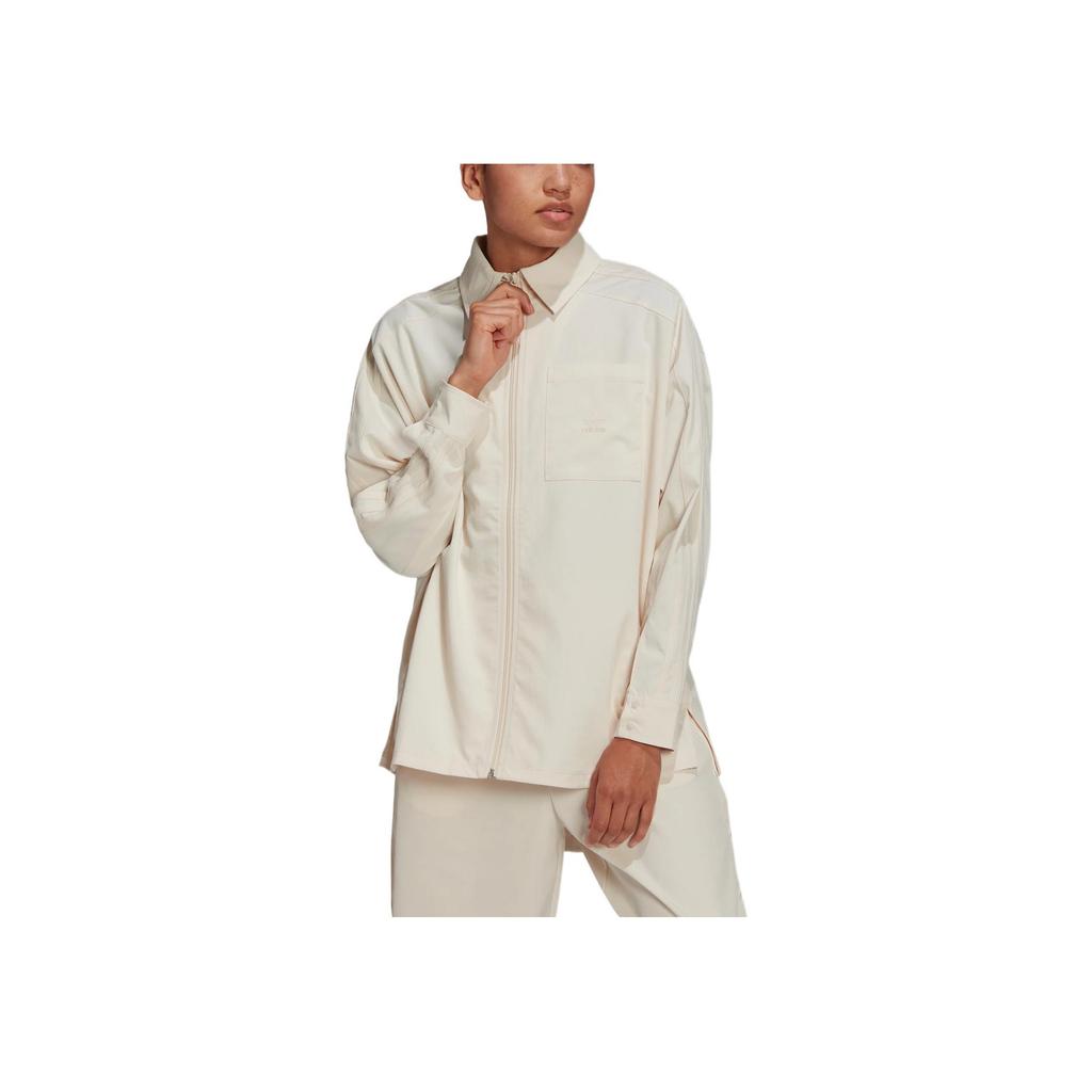 adidas Originals Solid Striped Loose Casual Long Sleeve Shirt Women Shirts Off-White HF2011