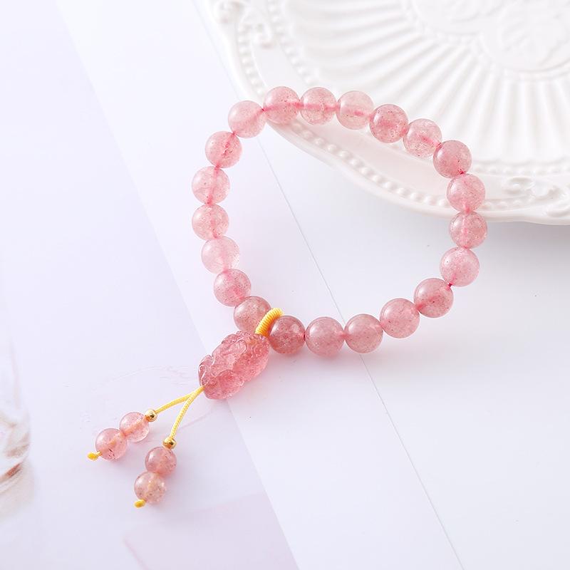 Natural strawberry crystal bracelet pink retro bracelet. Bangles Women Fashion Jewelry accessories Gift