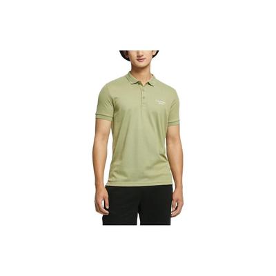 Rubberized Logo Breathable Collar Short Sleeve Polo Men Tops Dark-Green J320088-L9F
