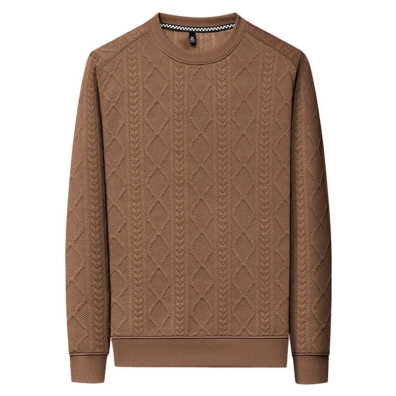 Men's Solid Color Pullover Sweater - Long Sleeve, Casual Round Neck T-Shirt