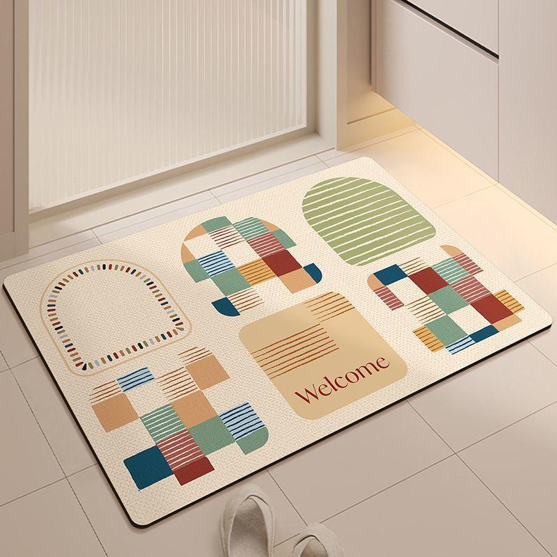 Colorful Puzzle Rug Bathroom Anti Slip Absorbent Carpet Color Grid Living Room Bedroom Door Mat Home Decoration