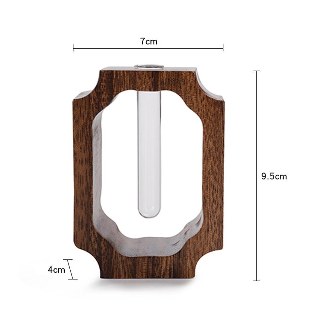 Vase Ornaments Solid Wood Flower Vase Test Tube Shape Glass Vase  for Home Desktop Decoration