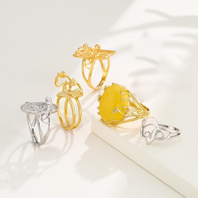 Porte-bague DIY Incrusté de Cire d'Abeille et de Jadéite - Accessoire de Mode Unisexe pour l'Index