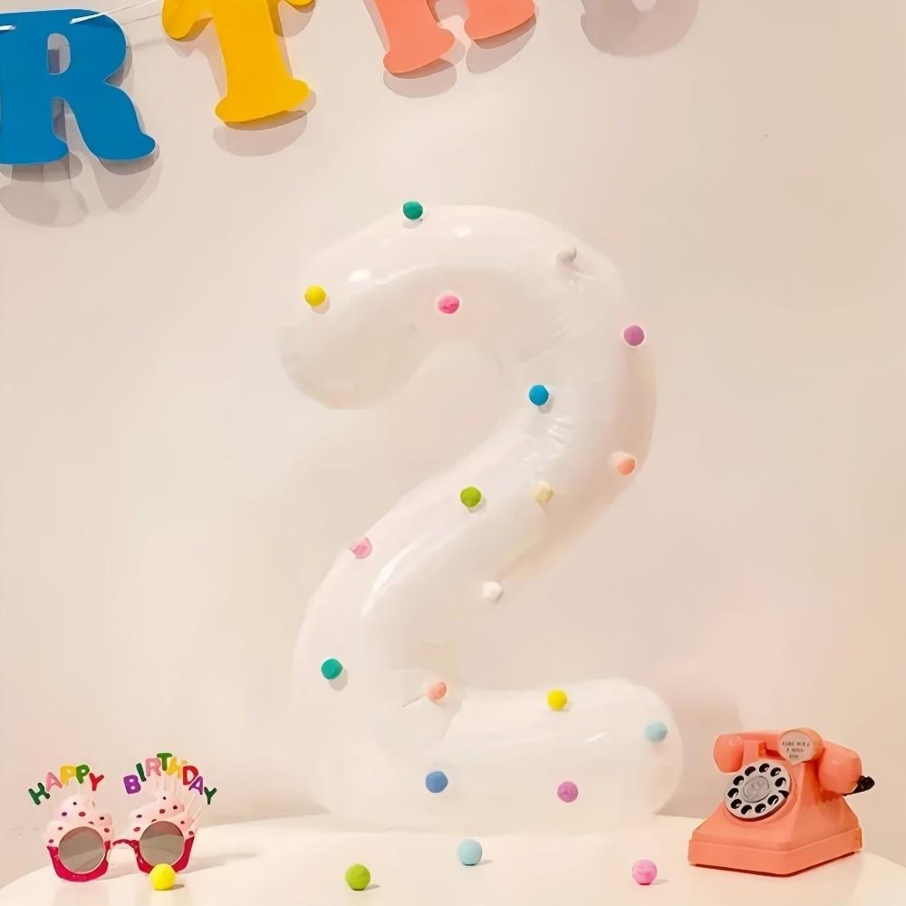 32 Inch Aluminum Foil Balloons Colorful Plush Balls Balloons Set Celebrating Birthdays