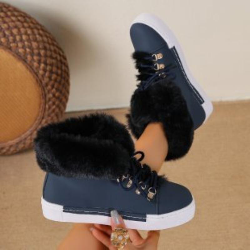 Short-sleeved Long-haired Snow Boots, Women's Shoes, Plus-size Shoes, Fleece and Thickened Boots