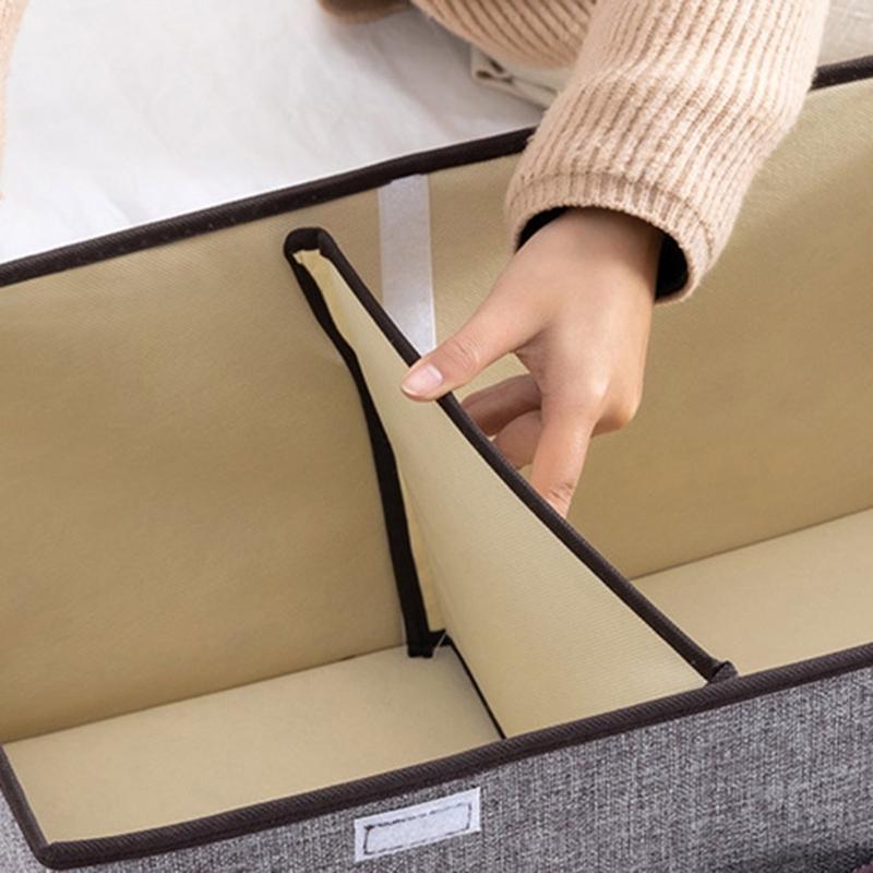Stylish Cotton Linen Underwear Box Storage Container with Covers for Bedroom