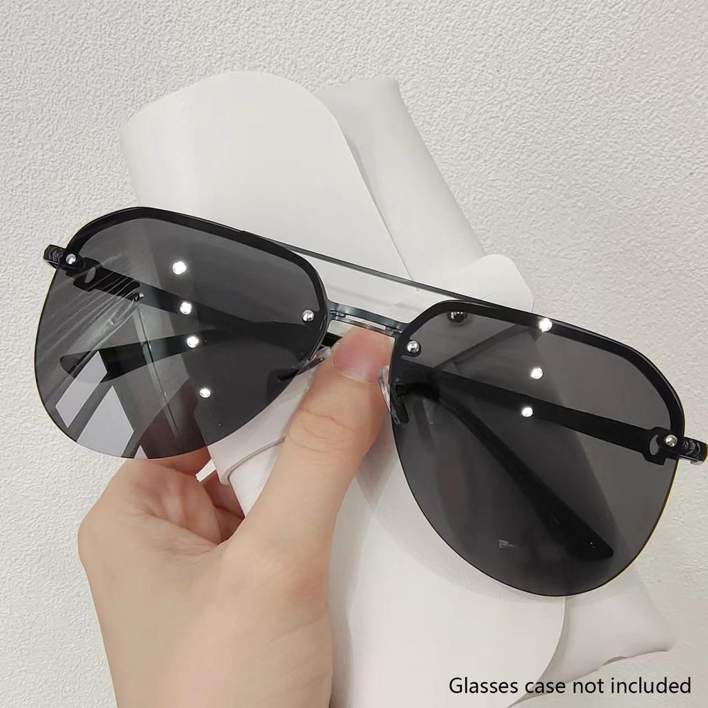 Nouvelle Mode Métal Demi Monture Lunettes de Soleil d'Extérieur pour Femmes Lunettes Classiques à Double Barre