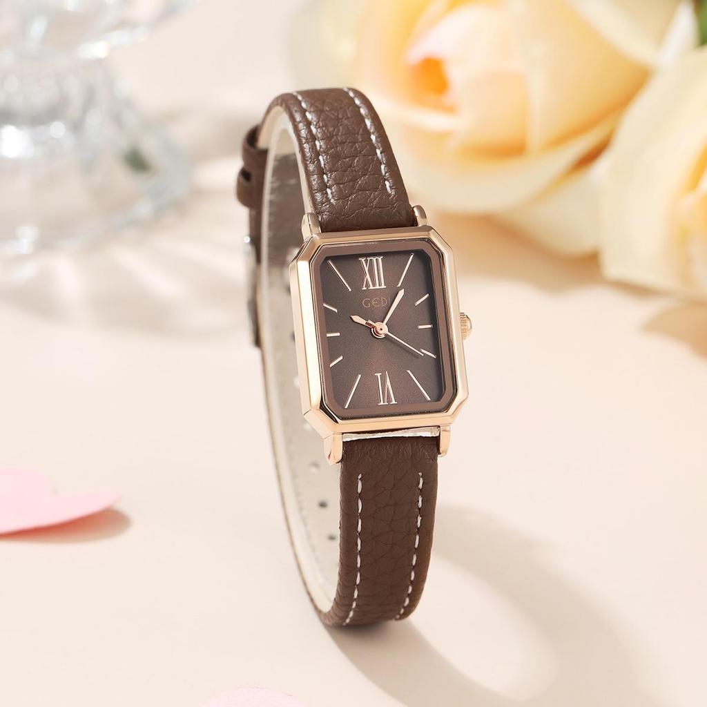 Gedi Minimalist Rectangular Women’s Watch – Retro Korean Style Quartz for Students