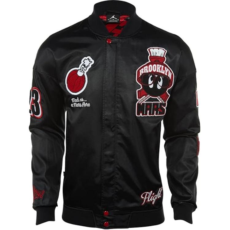 Jordan WB Marvin Bomber Jacket Black/Red Men Streetwear 687806-010