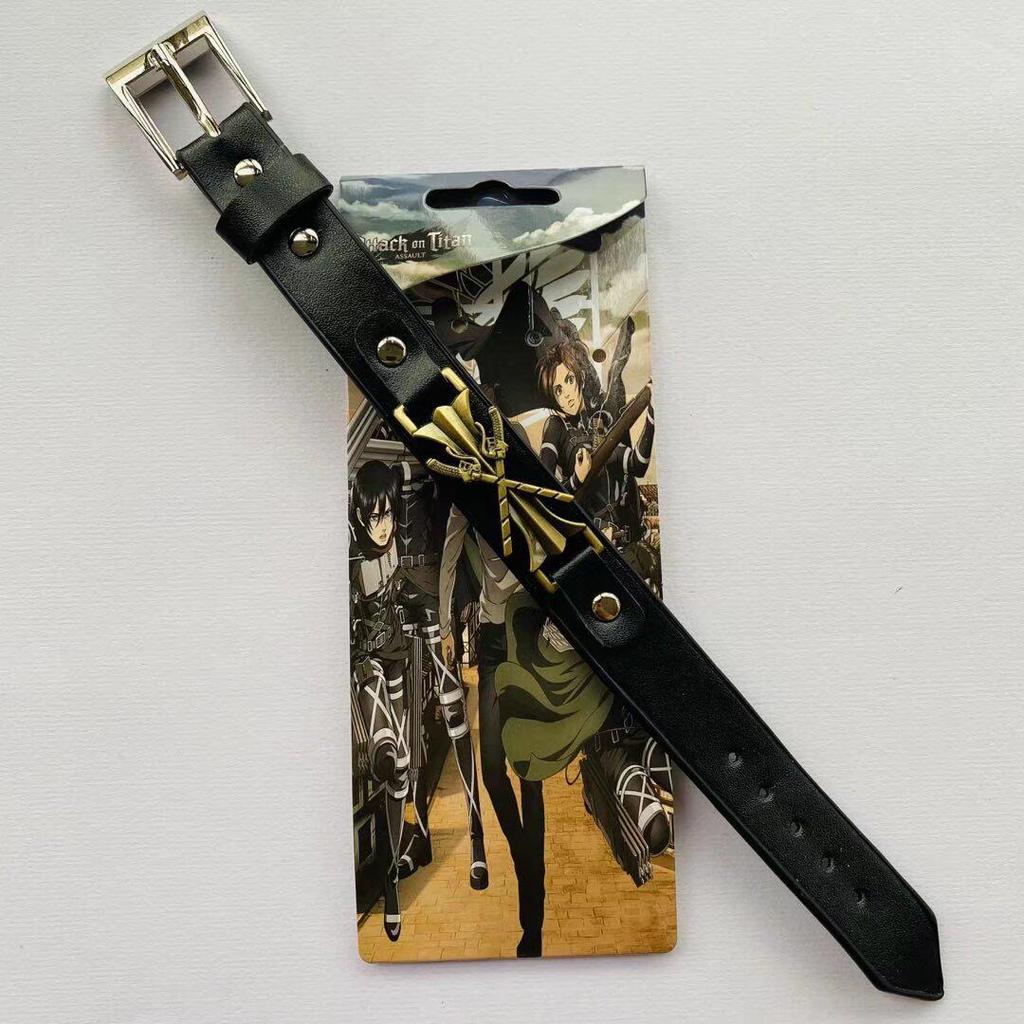 Anime Mix Faux Leather Bracelet: Attack on Titan, Naruto, Jujutsu Kaisen, Demon Slayer, Fairy Tail, Death Note.
