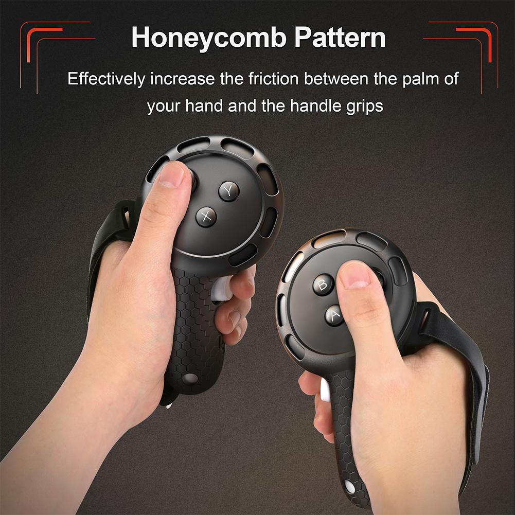 Silikon-Controller-Griffe mit Handschlaufe Rutschfeste Griffabdeckung Controller-Griffabdeckung für Quest 3S/für Quest 3 VR-Zubehör