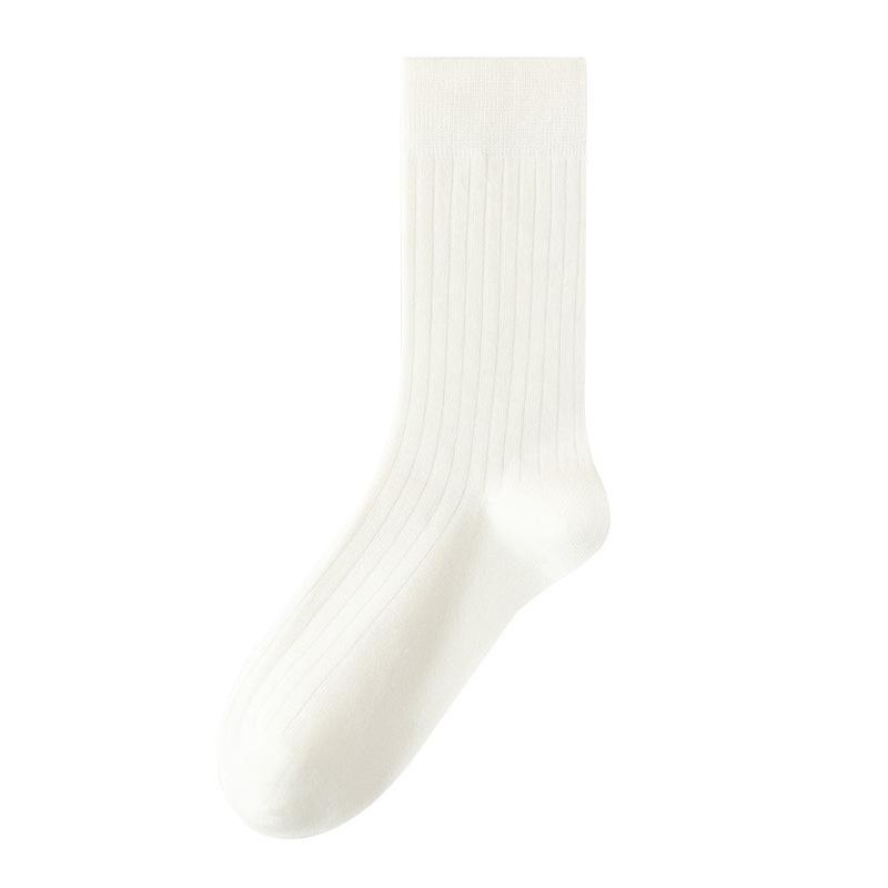 5 Pairs of Female Autumn and Winter Pure Color Warm Boneless Sweat Absorption Breathable Plus Long Pile Socks