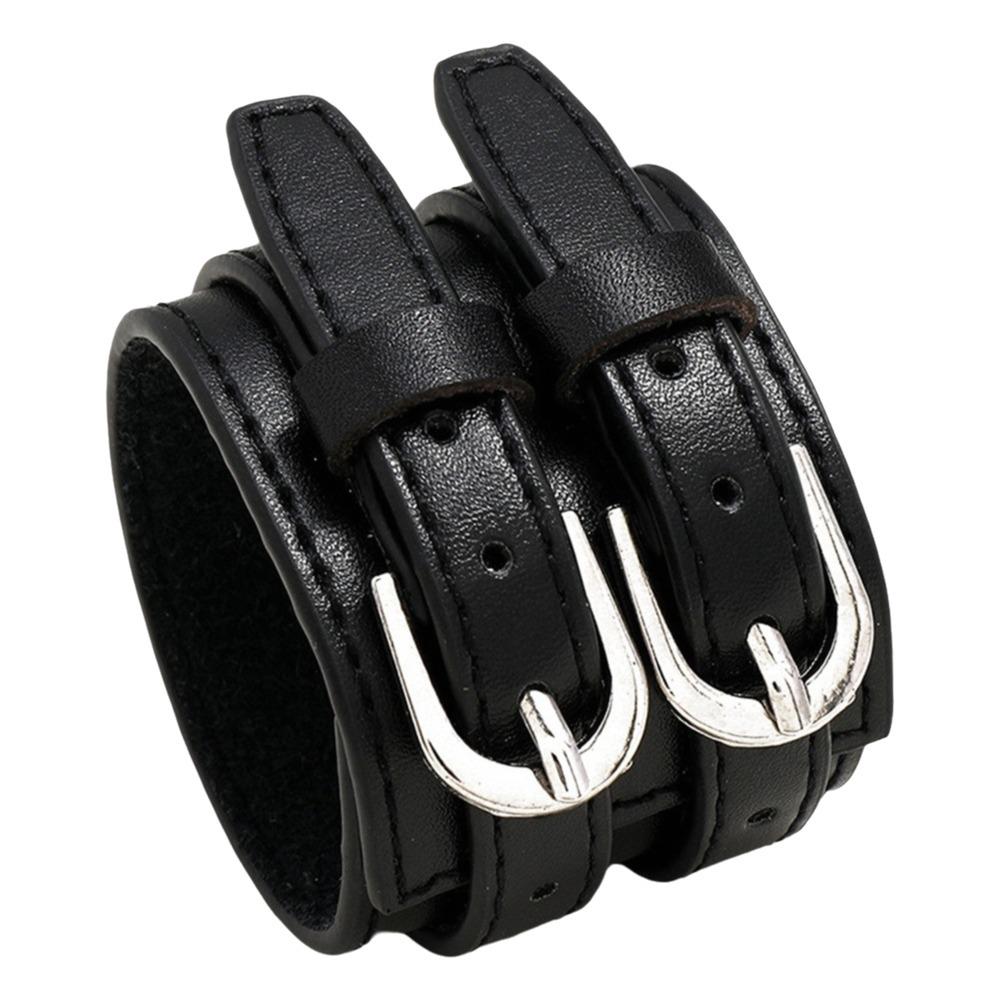 

Wrist Jewelry Double-Row Belt Design Bangle Belt Buckle Bangle Wrist Accessories чёрный