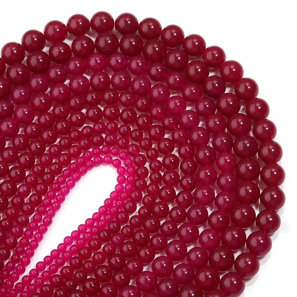1 Strand Natural Purple Red Chalcedony Stone Beads 4 6 8 10 12mm Round Gemstone Beads for Jewelry Making DIY Bracelets Necklace