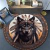 Wolf Chief Round Area Rug,Carpet Rug for Living Room Bedroom Sofa Playroom Decor,Non-slip Floor Mat