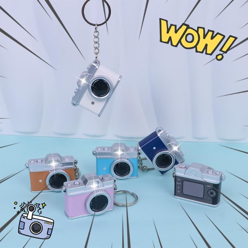 Smiling Face Camera Keychain With LED Light And Sound Effect Detail Creative Hanging Pendant For Parties Gifts