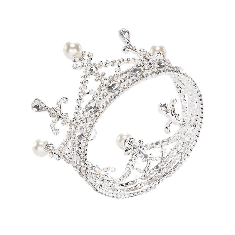 Birthday Party Princess Crown Alloy Rhinestone Round Crown Wedding Dress Accessories