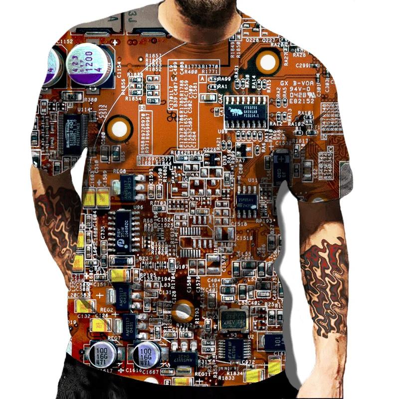 3D Printed Circuit Board Graphic T Shirt For Men Summer Fashion Harajuku T-shirt  Electronic Chip Creative Tee Shirts Women Gym