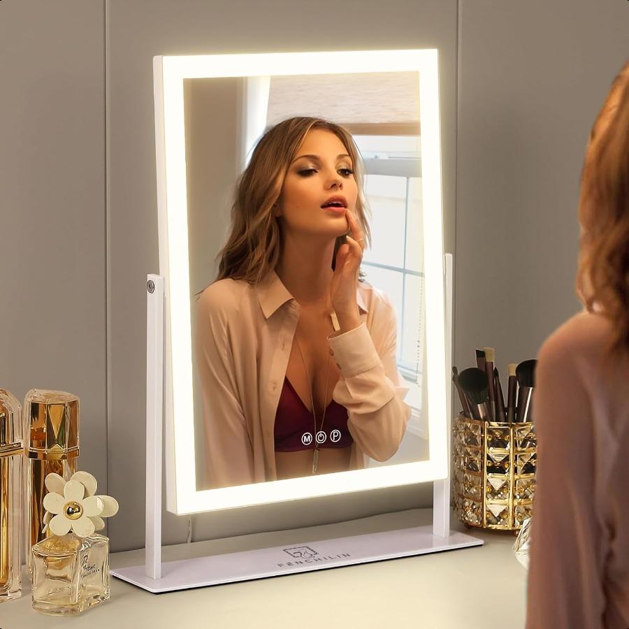 Vanity Mirror with Lights 16.14 X 11.81Lighted Makeup Mirror and Hollywood Mirror with Smart Touch Control 3 Colors Dimmable LE