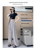 Ice Silk High Waist Wide Leg Pants for Petite Women - Slimming, Drapey, and Stylish Striped Trousers for Summer