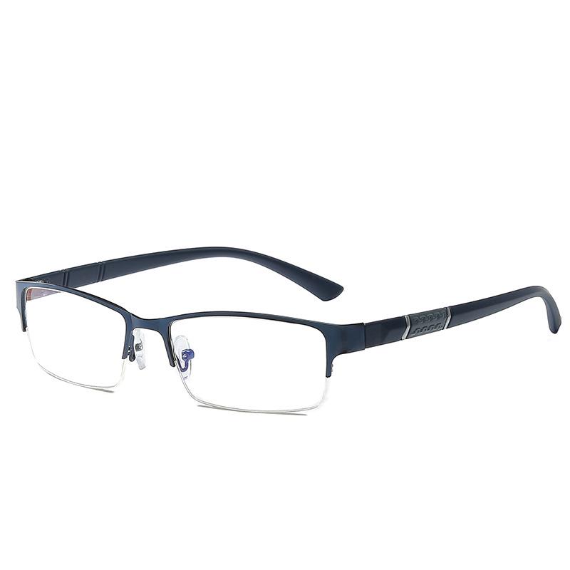 Men's Business Half-Frame Anti-Blue Light HD Reading Glasses for Middle-Aged & Elderly