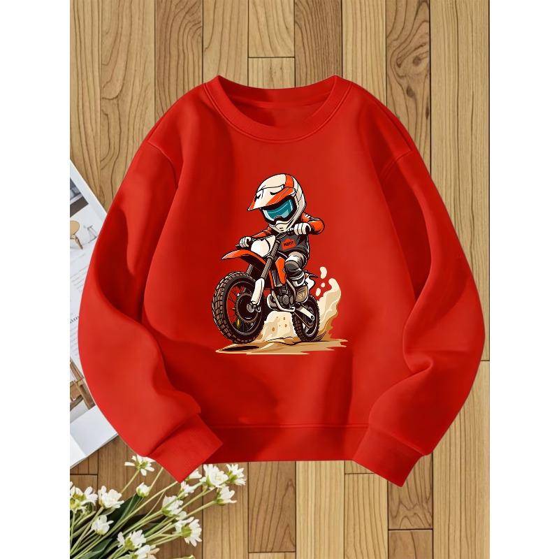 European sizes Kids' Round Neck Hoodie Fashion Print Versatile Top