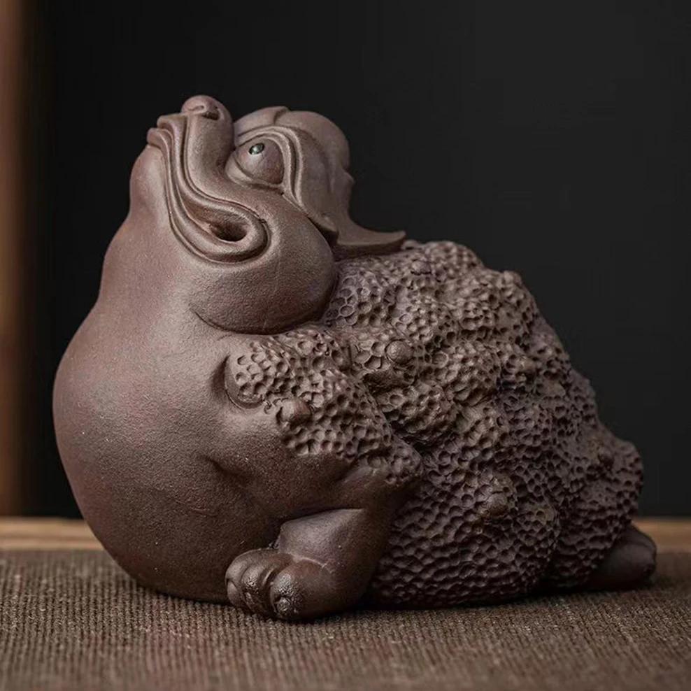 Purple Clay Tea Pet Lucky Golden Toad Toad Small Ornament Creative Office Home Tea Art Accessories