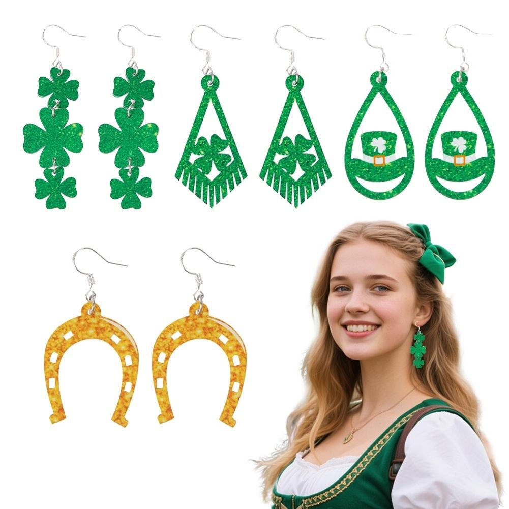 St Patricks Day Shamrock Earrings Made From Acrylic