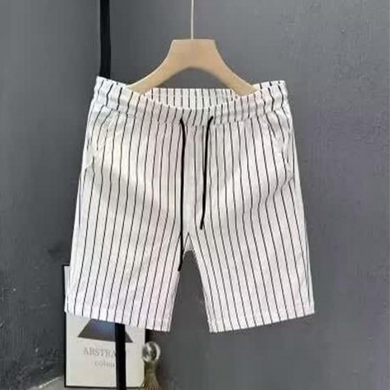 

Мужская одежда Корейский стиль Повседневные шорты Летние Приталенные Полосатые Легкие Брюки Модные Стильные Новые L белый