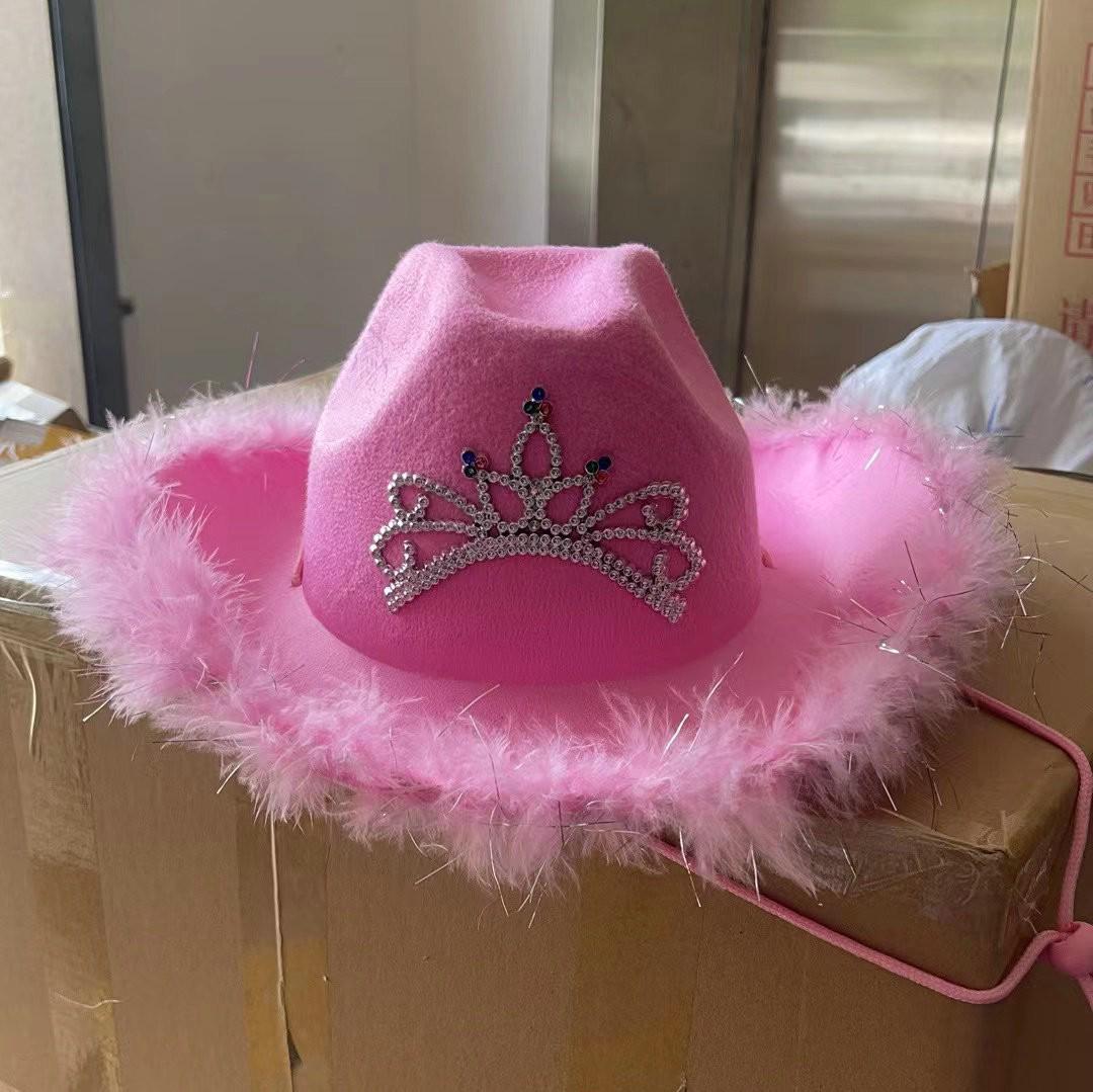

Women s Colorful Halloween Cowboy Party Hat with Feathers - Jazz Style Hair Accessory Adult