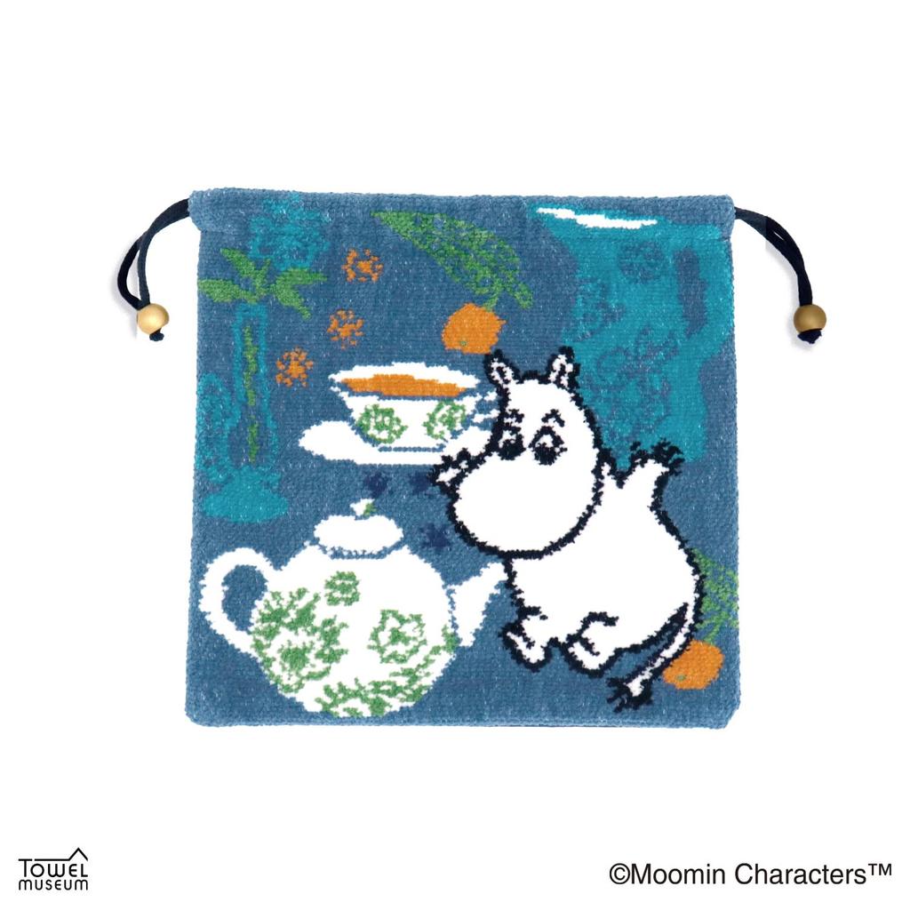 Moomin Pyon Chenille Drawstring Chenille H24 x W23cm Bag, Navy, Weave, 47-4707350, Approx.