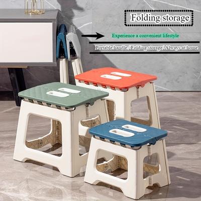Portable Folding Stool, Lightweight and Sturdy Step Stool with Handles and Non-Slip Function, Suitable for Outdoor Camping, Fishing, Hiking, Barbecue