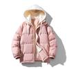 New trendy brand hooded jacket loose large size cotton-padded jacket thickened fake two-piece cotton-padded jacket