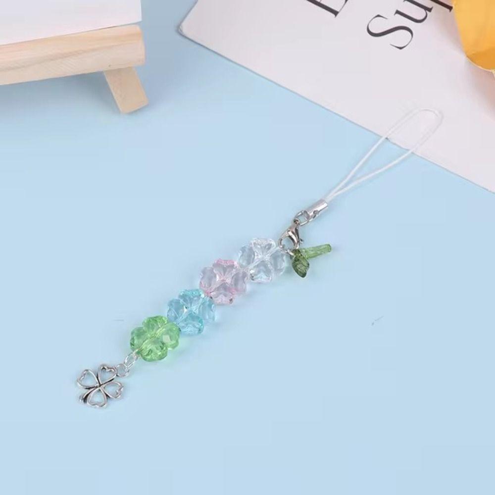 Green Lucky Cell Phone Chain Wrist Strap Four Leaf Lanyard Clover Phone Lanyard  Phone Charm