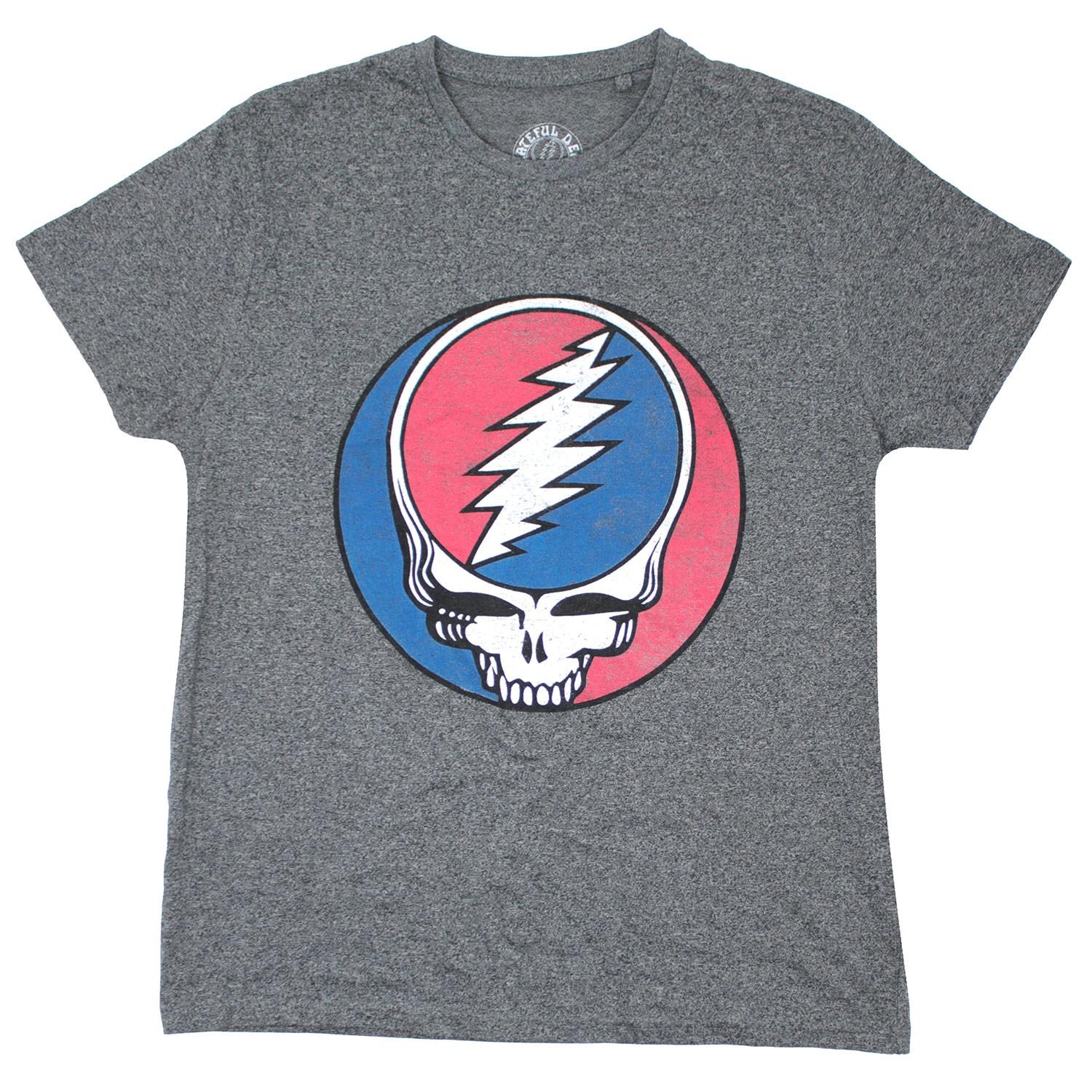 Men s Grateful Dead Steal Your Face Classic Slim Fit T-shirt Medium Grey S