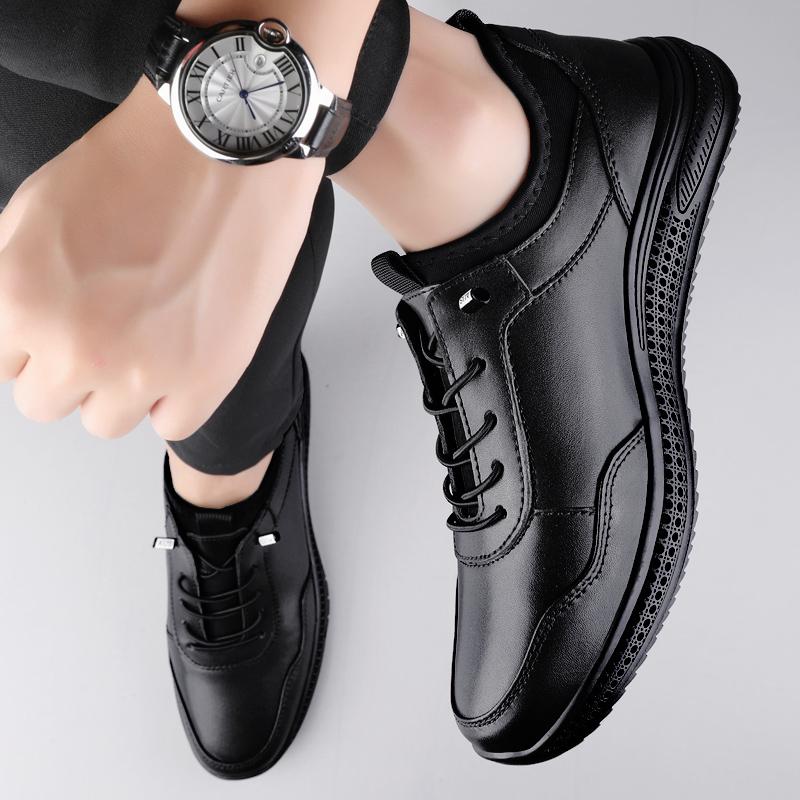 Fashion Man Breathable Dress Business Shoes New Genuine Leather Men's Walking Shoes Office Sneakers Outdoor Comfy Business Dress Shoes
