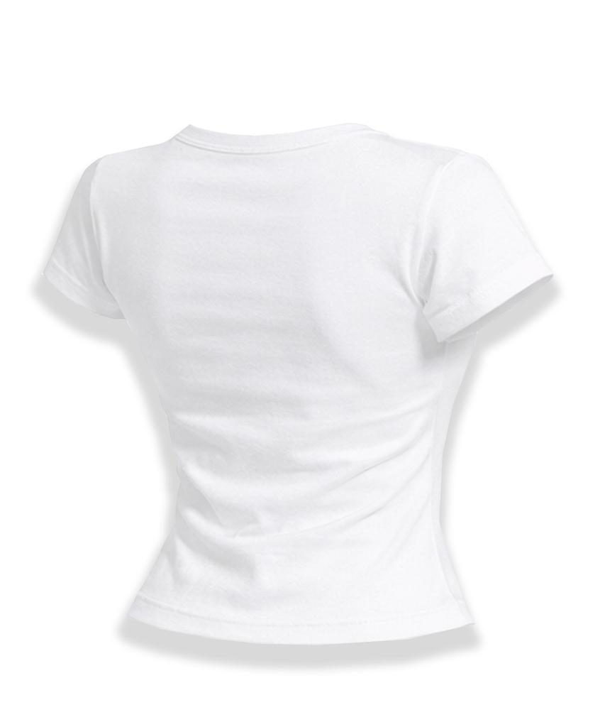 COMME LE PLUS Simple Basique Slimline T-shirt à Manches Courtes en Spandex_Blanc