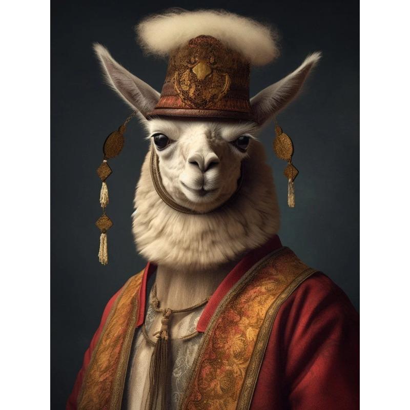 Funny Pet Dog Renaissance Animal Portraits Minimalist Wall Art Print Canvas Painting for Living Room Modern Home Decor