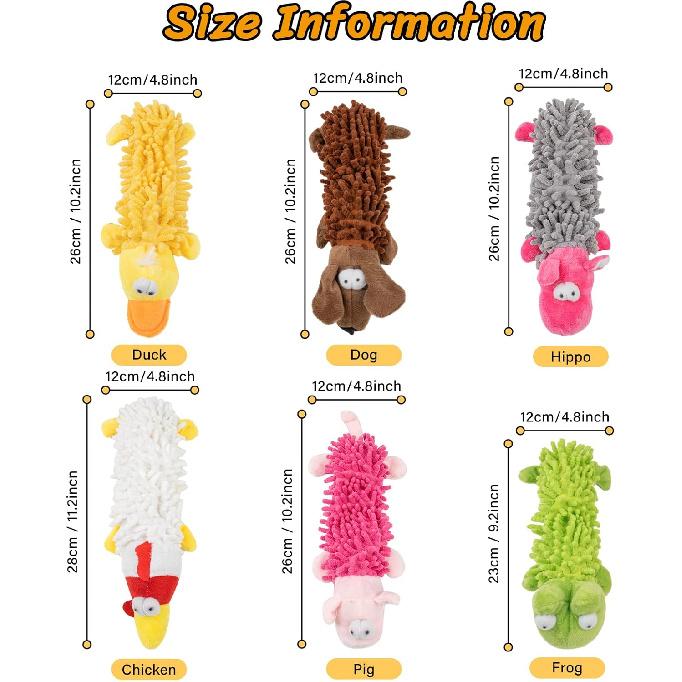 Pet Soft Dog Toys Squeaky - 6 Pack Cute Puppy Toys Plush Animals, No Stuffed Dog Chew Toys Dog Toys Interactive Pet for Small, Medium and Large Dogs