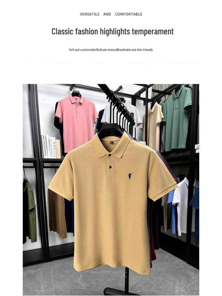 Men's Summer 2025 Embroidered Pony Logo Pure Cotton Polo Shirt