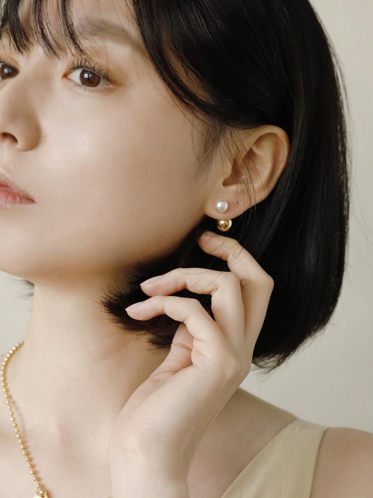 Sosoo Pearl Gold Ball Earrings