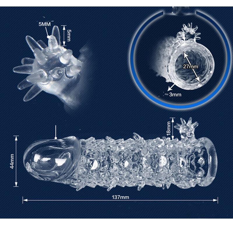 Crystal Dot Delay Condom Penis Sleeve Lasting Enlargement Sex product Spike Clitoris Delay Erection Aid Extend Toys for Man