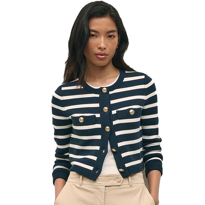 Женский полосатый кардиган на пуговицах из хлопка Supima от Brooks Brothers XL