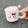 Cute Expression Mug with Lid Spoon Ceramic Cup Girls Couple Water Cup Home Children Breakfast Coffee Cup Men