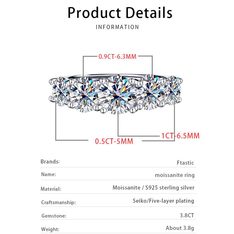 Classic 3.6-7ct Moissanite 925 Sterling Silver Ring, Elegant Romantic Ring, Birthday Anniversary Gift Jewelry