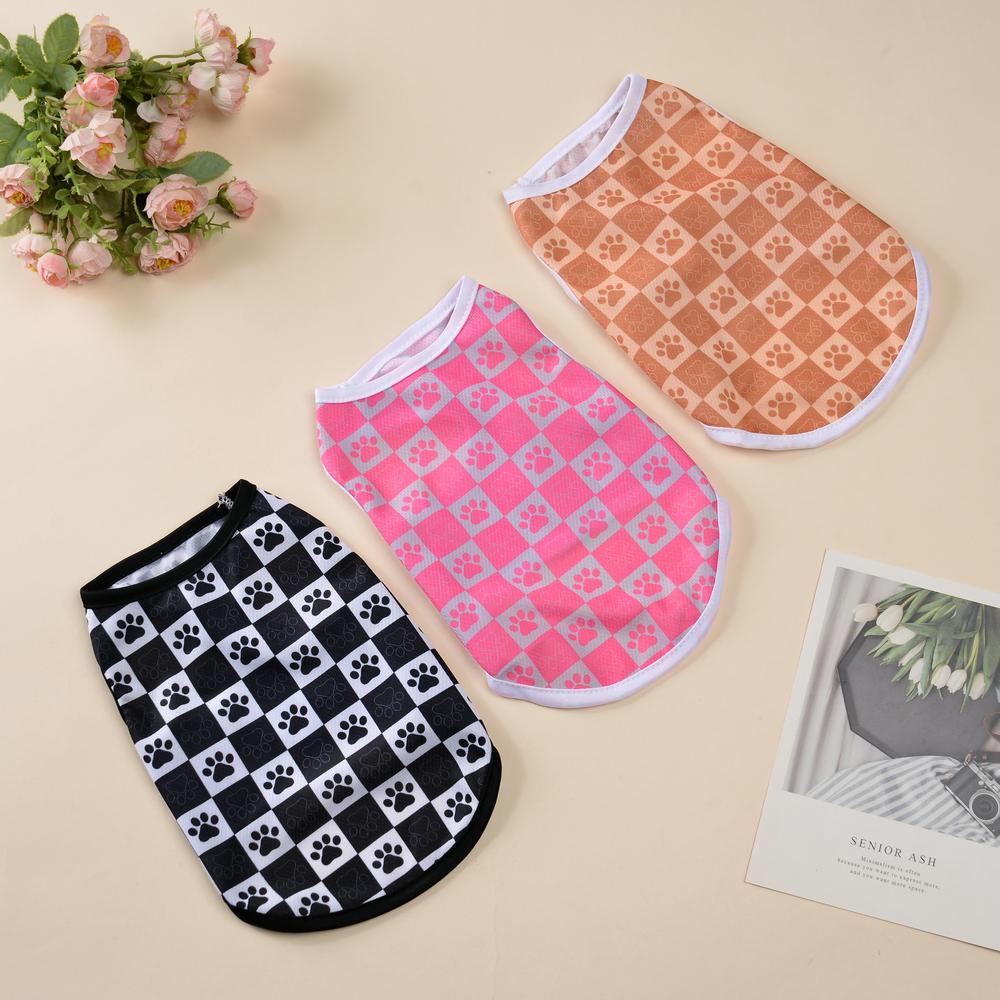Summer Cat Clothes Vest Mesh Breathable Pet T-shirt For Small Medium Dogs Cats Fashion Plaid Print Puppy Kitten Shirt Outfits