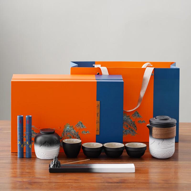Guochao Embossed Landscape Tea & Incense Gift Set